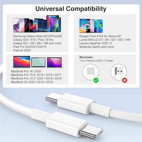 1-pakning USB-datakabel, hurtigladekabel kompatibel med iPhone13/14, etc. (1 meter)