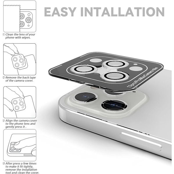 Silver Back Kameraskydd Kompatibel med iPhone 13 Pro och iPhone 13 Pro Max, [Aluminiumlegering], Fulltäckande 9H Hårdhet Kameraskydd