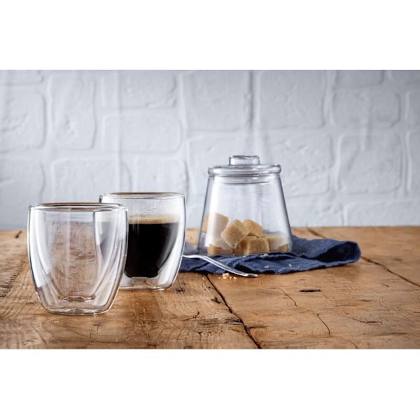Set med dubbelväggiga espressokoppar, dubbelväggiga glas 80 ml, flytande effekt, termiska glas, värmebeständigt espressoglas