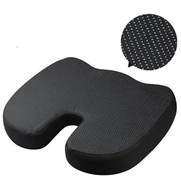 Kontorstolpute - Ergonomisk og ortopedisk pute i memory foam - svart, bred