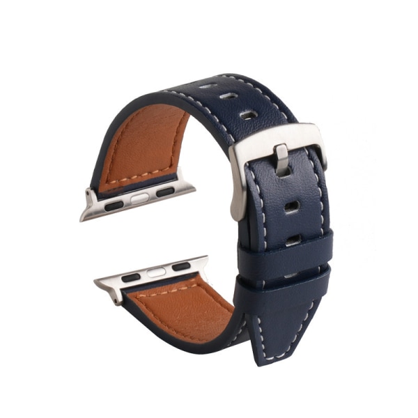 2 st läderklockarmband för applewatch watch3456 se Snabbkoppling Ersättning Mjukt läder för män och kvinnor 42/44/46mm Mörkblå Kaffe