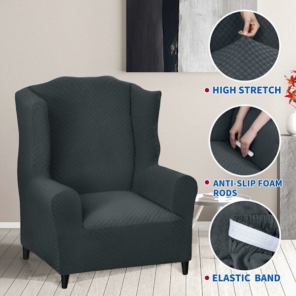 Elastiskt fåtöljöverdrag med öron 1 del Jacquard Soffskydd Soffa Sofföverdrag Fåtölj Stor