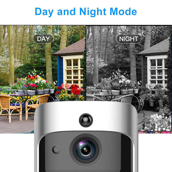 Svart videodörrklocka, trådlös WiFi smart video intercom med videosystem hemlarm system videodörrklocka video intercom