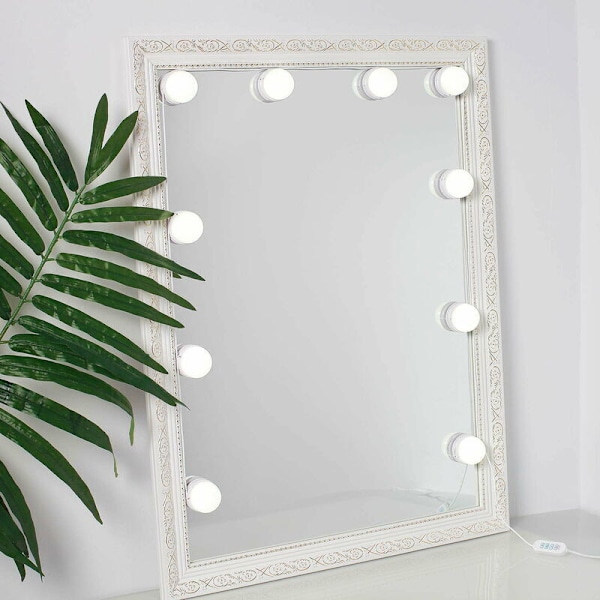 Dæmpbar Makeup Spejl Lys Kit, Selvklæbende Spejl Lys Kit til Toiletbord, Plug-in Makeup Lys til Badeværelse Vægspejl (Enkelt Pære)