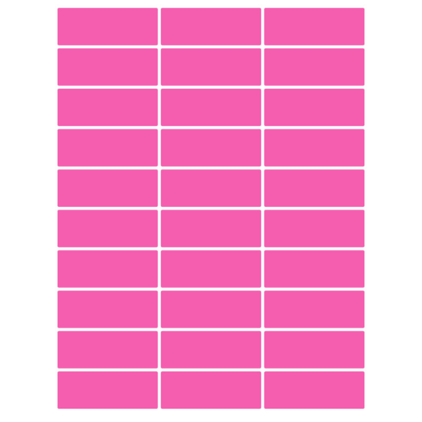 240 fargeetiketter, fargekodede rektangulære etiketter, diverse rosa st