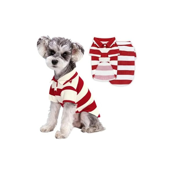 27x17x17cm Røde hundeskjorter, stribede mode hvalpe sommer t-shirts åndbar strand t-shirt med korte ærmer lander kæledyr til kæledyr til små hunde