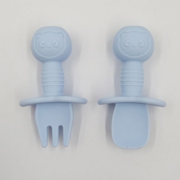 2-pack Ergonomisk silikon baby (blå), baby , perfekt för att lära sig matvariation, självmatning.