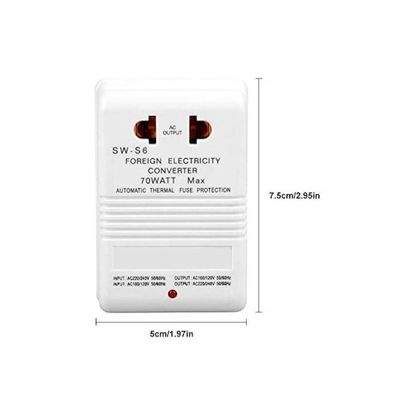 70W 110V/120V - 220V/240V Jännitemuunnin, Step-up/Invertteriadapteri (CN Standardipistoke)