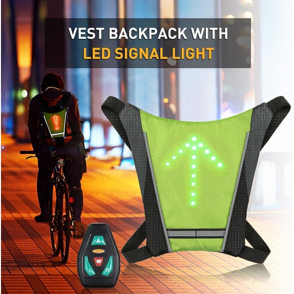 Reflekterande cykelväst, reflekterande ryggsäcksklämma, USB