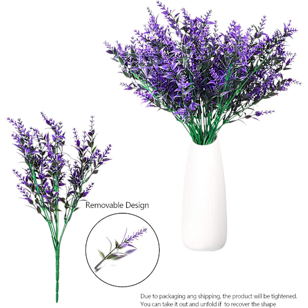 Konstgjorda lavendelblommor, konstgjord blombukettdekor, falska konstgjorda växter för inomhus- och utomhusbröllopsträdgårdsdekoration - 7