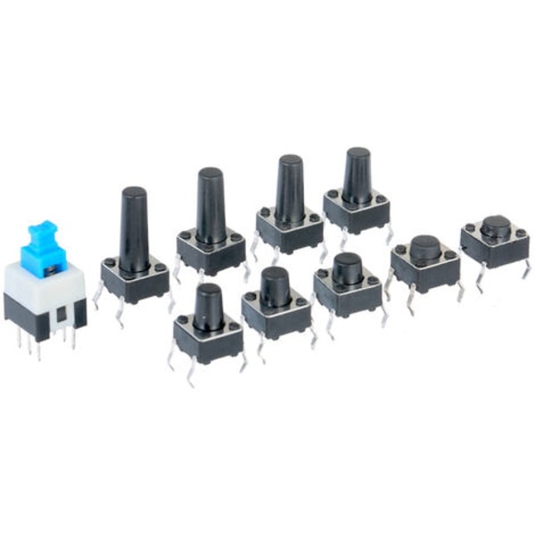 180PCS Tact Switch Paket Nyckelbrytare 10 specifikationer i låda