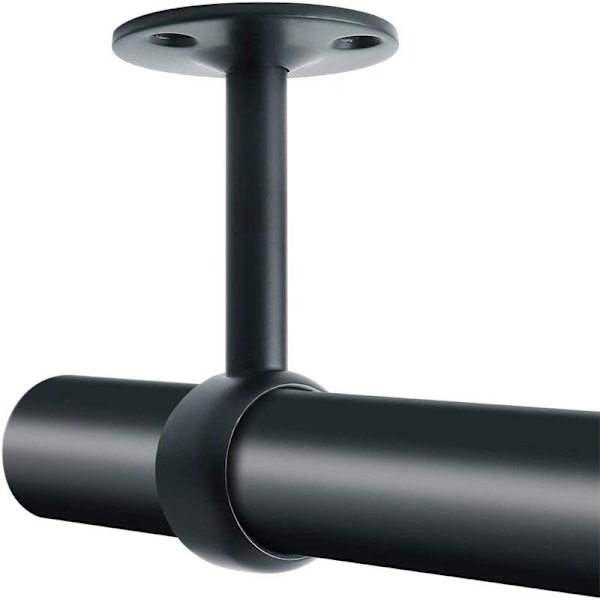 Gardinstangbrakett Garderobestangbrakett med skruer Takbrakett for gardin og garderobe, Matt sort rustfritt stål, Diameter 25mm, 2 stk（25m
