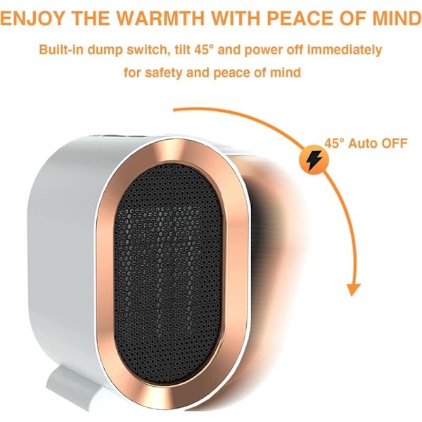 Värmefläkt 1200W, PTC keramisk portabel 1s snabb tyst uppvärmning, ekonomisk elvärme, mini element för vardagsrum, sovrum, badrum