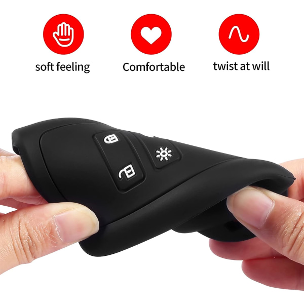 2 Renault bilnøkkeltilbehør (svart + oransje), kompatibel med Renault Smart Key 4 nøkler, mykt silikondeksel med nøkkelring - for Clio/Espace 5 / Ma