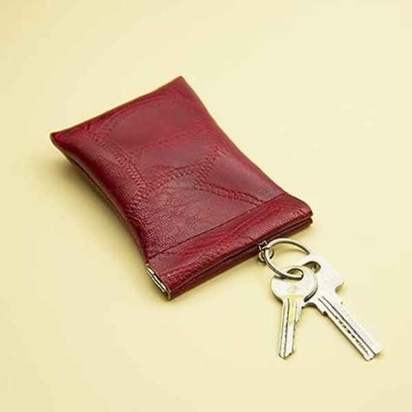 (Red) car key case, PU leather key case, waist pouch, key bag