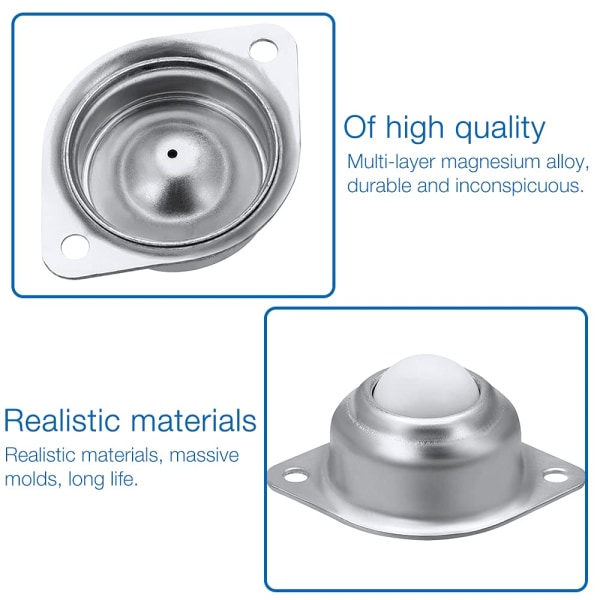 Kuleoverføringshjul for møbler, 12-pak kuleoverføring, nylon- og rustfrie stålkuleruller, med 24 skruer, for skyvebagasjetralle, pels