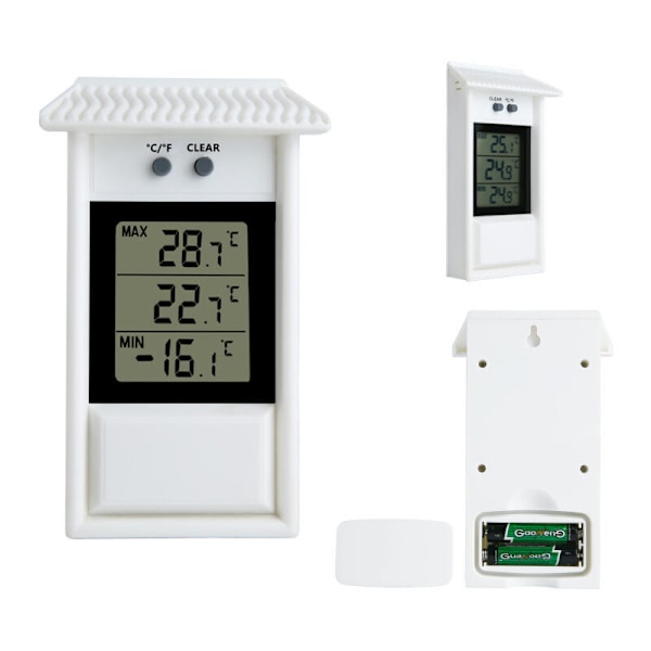Trädgårdstermometer Inomhus och Utomhus Termometer Kylskåpstermometer, Digital Växthustermometer, Digital Termometer med Min-Max