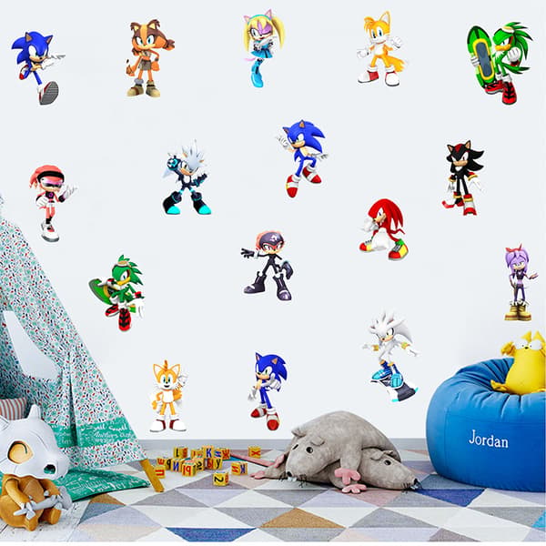Veggdekor med Sonic the Hedgehog-spill - Peel og stikk