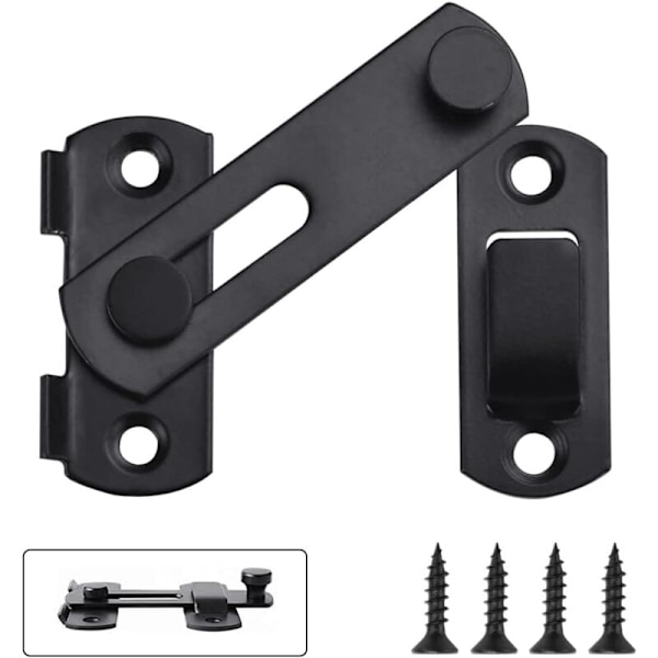 4 kpl ruostumattomasta teräksestä valmistettuja ovihakoja, pieni hihaton Loquet Porte -lukko 16 Cadenas-ruuvilla, lukot ovelle, ikkunalle, kylpyhuoneelle (musta)