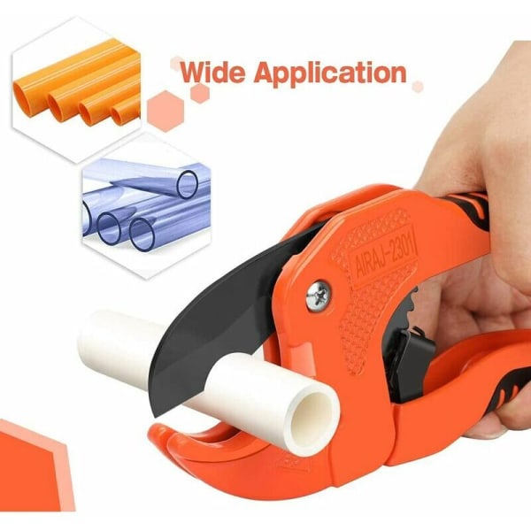 PVC-kutter, kraftig skralle rørkutter for kutting av 42 mm OD PVC PPR plastslange og rør for elektrikere, reparatører, profesjonelle