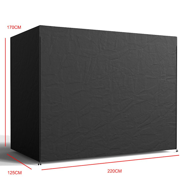 220x125x170cm Svingdæksel Udendørs Have Vandtæt Dæksel Svingdæksel Have Svingdæksel, Sort