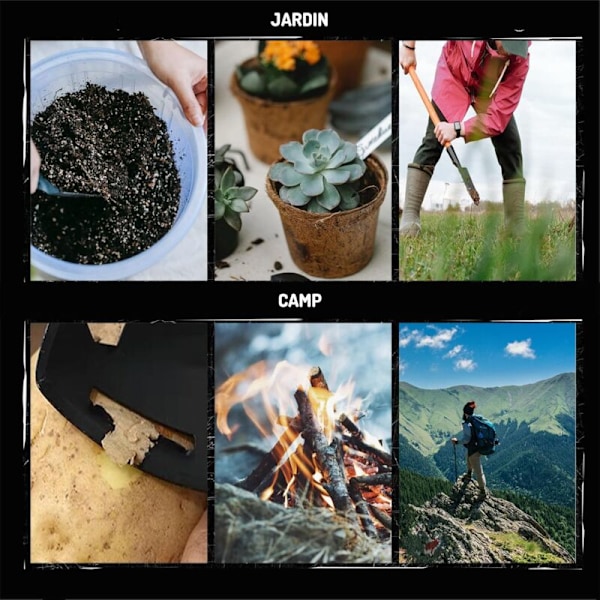 1 stk. multifunktionel campingspade, mini havespade, 9-i-1 campingværktøj, rustfri stål havespade, bærbar campingspade, egnet