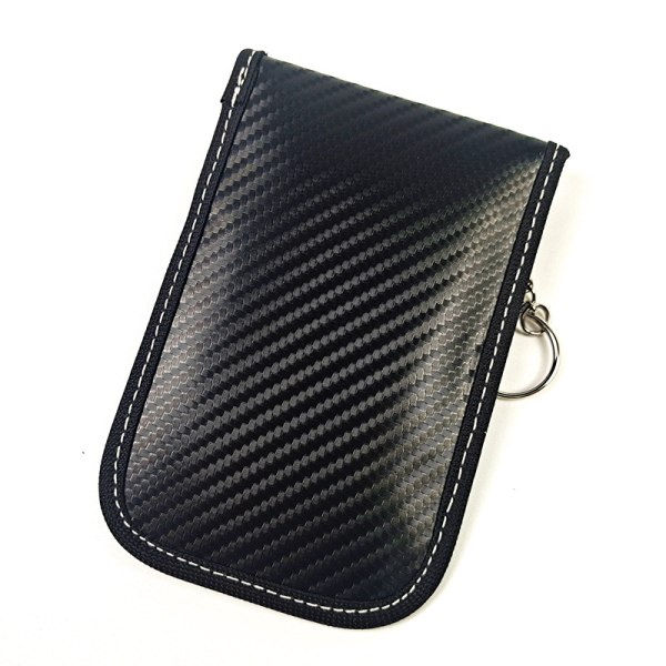 Äkta läder plånbok bilnyckel fodral nyckelhållare väska dragkedja påse (Signal Blocking Key Case)