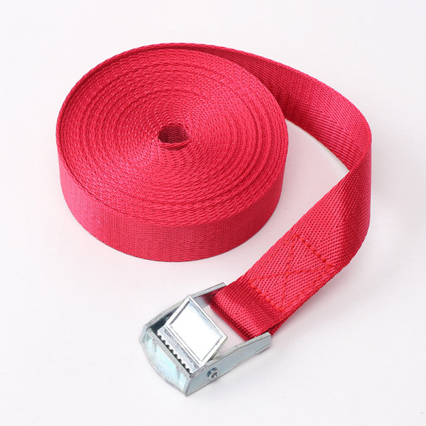 Red Set of 6 Lashing Straps with Buckle, Tightening Locking Belt, Fixing Straps Max. 250 kg, According, Length 4m Width 25mm, in One piece, Fluo Yel