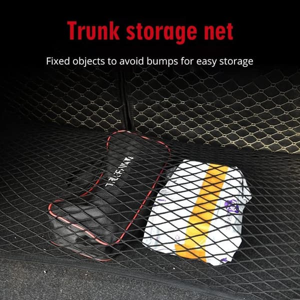 Bilbagasjenett med 4 kroker Mesh Net Elastisk Oppbevaringsarrangør 80x60cm