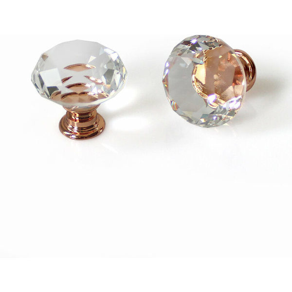 10 x 30mm håndtak knott diamant bling dekorasjon rosa møbeldør skuff skap - Rose gull