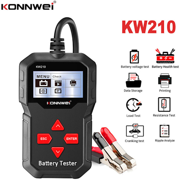 Konnwei KW210 12V Flerspråkig Auto Batteritestare Konnwei