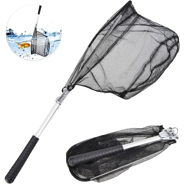 Sammenleggbar Fiskefangstnett Teleskopisk Rustfritt Sammenleggbart Fiskefangstnett Predator Fiskefangstnett med Gummiflue Triangulært Fiskenett 50CM fo