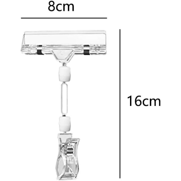 5 st klämhållare, plastskylthållare, transparent prishållare, roterbar prishållare, platskortshållare, 16 * 8 cm klämma, familjememoklämma,