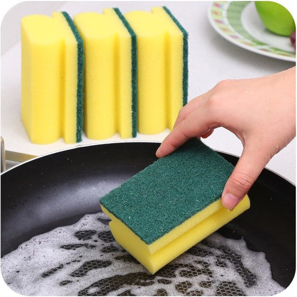 5 pcs heavy duty scouring sponges, Double Sided for Dishwashing, Kitchen, Bathroom and Home Cleaning