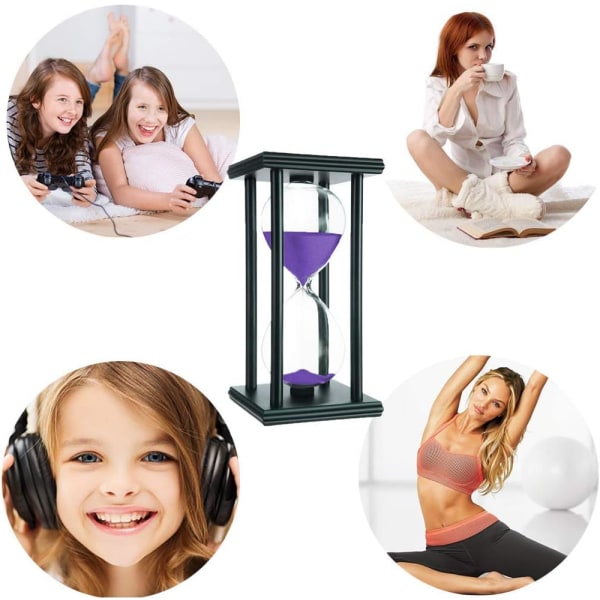30 minutters timeglass timer sand timer klokke 30 minutter tre ramme sandglass timer hjemmedekorasjon skrivebordsornament kjøkkentimer timeglass timer purp