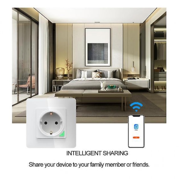 16A Hemuttag med 2 hål, Tysk stil 86, Timerfunktion, Vägguttag, Trådlös intelligent, Europeisk standard, WiFi-uttag