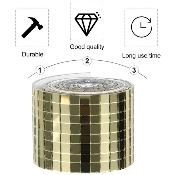 1464 stk. selvklæbende mini firkantede glas dekorative håndværk DIY tilbehør spejle mosaikfliser 5mm x 5mm, guld