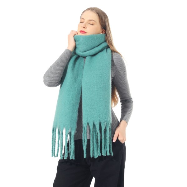 Stort skjerf fargerik rutete oversized skjerf dusk myk og skånsom høst og vinter tykkere skjerf dame varm sjal feltspat grønn