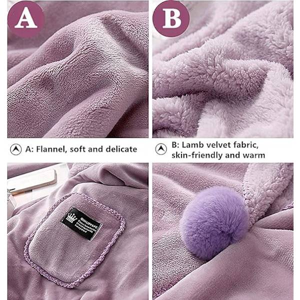 Koselig omslagsjal i ull for kvinner, pledd Pashminas tildekking vinteromslag for kvinner, varmt teppe cape omslag sjal (rosa)