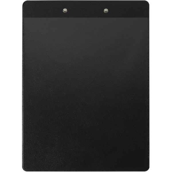 Karton clipboard med plastiklomme og klips med vægophængningssystem Format 23 cm x 32 cm til A4-format dokument sort farve.
