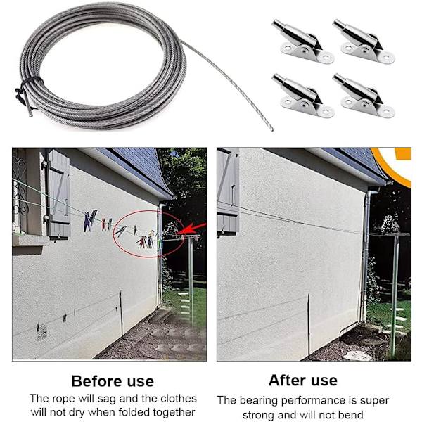 Brusergardinstålwire 10m x 2mm rustfrit stålwire PVC-belagt glat kædewire rustfrit stålwire til ophængning af gardiner billeder have p