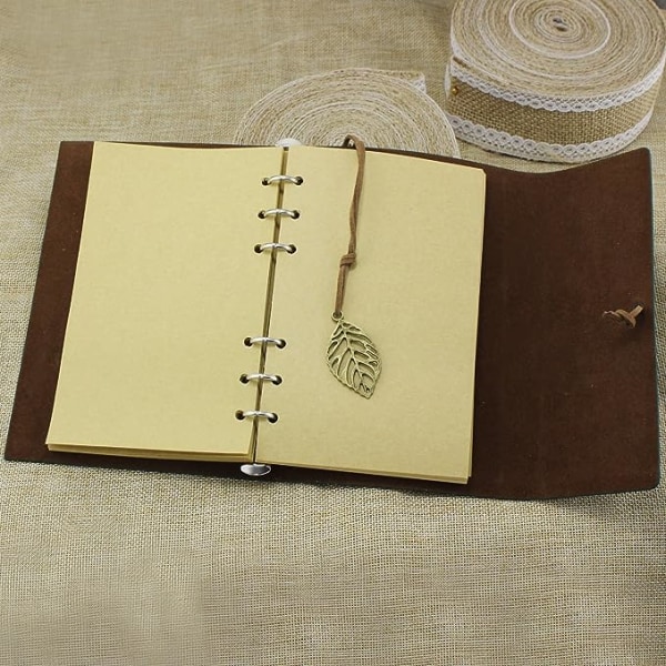 Grön, Vintage PU Läderomslag Journal Notebook, Blank Notebook, Reseböcker,