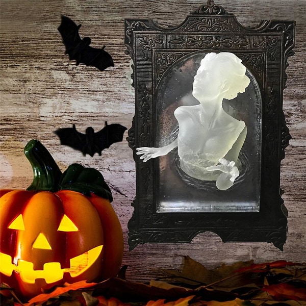 3D fotoramme veggklistremer spøkelse opplyst speil ornament skulptur Halloween dekor mann