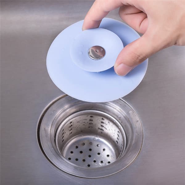 Blå 5 stk silikon vaskefilter, avløpsplugg, 10 cm diameter, dusjhårfanger, for dusjavløp, kjøkkenvask, badevask, for