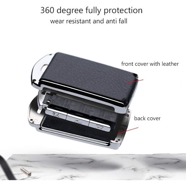 1 stk. lædernøgleholder i zinklegering til Volvo xc60 xc90 s90 v90 Smart Car Key Fob fjernbetjening nøgleholder beskyttelsesetui med nøglering nøgle C