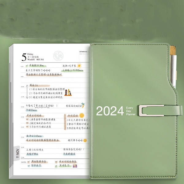 2024 planlægger klassisk notesblok magnetisk notesbog skrive notesbog tidsplan notesbog rejsedagbog tom dagbog A5 notesbog linjeret arbejdskalender