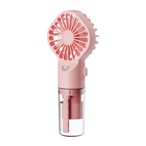 Vit portabel dimfläkt, mini transparent sprayfläkt, uppladdningsbar dimspridare via USB, fläkt med spray, campingluftfuktare, liten fläkt med 4 vi