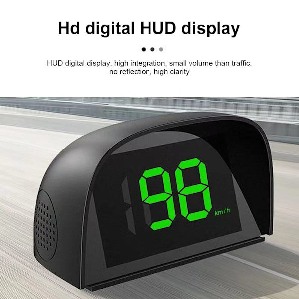 Bilhastighetsmätare, HUD-hastighetsmätare, GPS-hastighetsmätare, LED-digitaldisplay, universell vindrutevisning Mph/Km, överhastighetslarm, grön KM