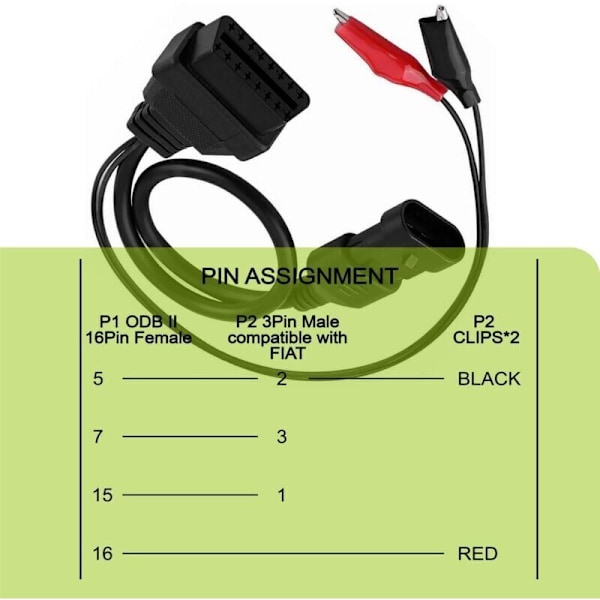 Diagnostikkabel, 3-pin till 16-pin OBD2 Adapterkontakt Diagnostikkabel, Inbyggd Diagnostikkontakt, OBD2 Adapter Förlängningskabel, för Scanner Ca