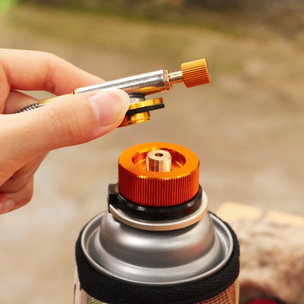 Gul utomhus camping bärbar gas spis rostfritt stål gas spis Mini gas spis omvandlare ugn huvud